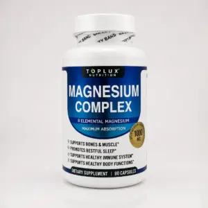 Magnesium Complex Toplux Nutrition suplemento de magnesio con 90 cápsulas en presentación original.